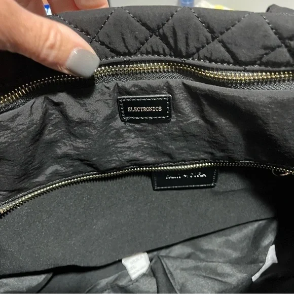 Saint + Sofia Marina Quilted Shopper Bag Black Travel Bag Internal Bag Straps - Picture 11 of 12